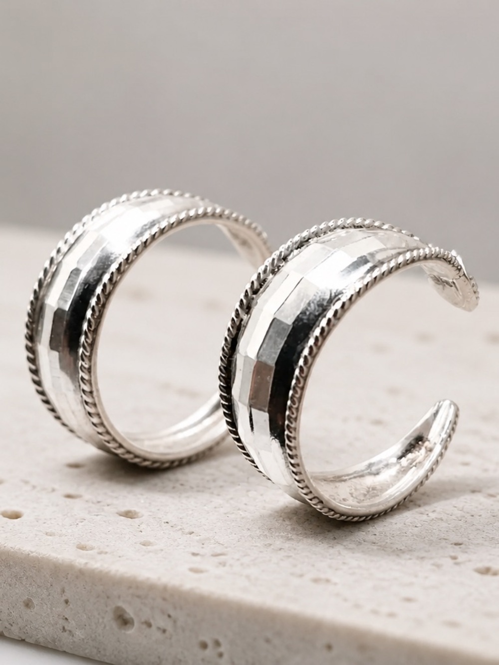 Sterling Silver Textured Hoop earrings